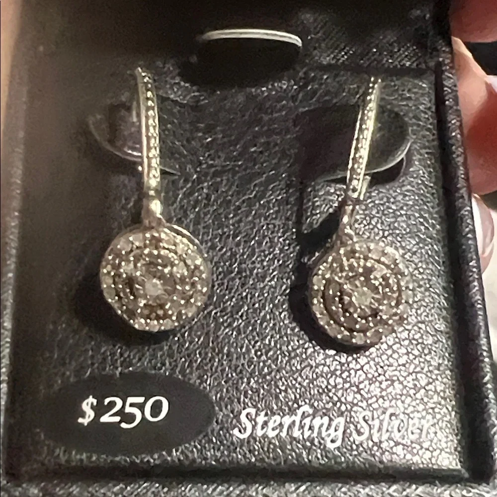 Sterling silver and real diamond dangle earrings